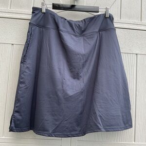 Grey Skort Knee Length Tennis Golf Pickleball Sports High Waisted Zipper Pocket